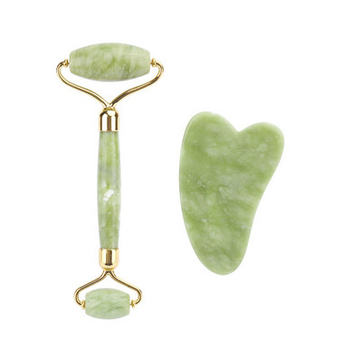 Természetes Rózsakvarc Jade Roller Gua Sha Set Arcmasszírozó Roller Jade Köves masszázskészlet Arc lifting Beauty Skin CareTool