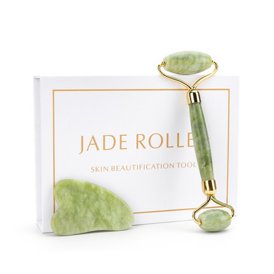 Természetes Rózsakvarc Jade Roller Gua Sha Set Arcmasszírozó Roller Jade Köves masszázskészlet Arc lifting Beauty Skin CareTool