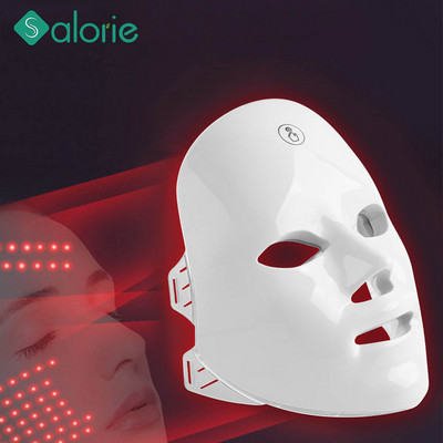 Безжична 7-цветна LED маска за лице, USB акумулаторна козметична терапия, подмладяване на кожата, LED светлина, фотонна терапевтична маска, премахване на акне