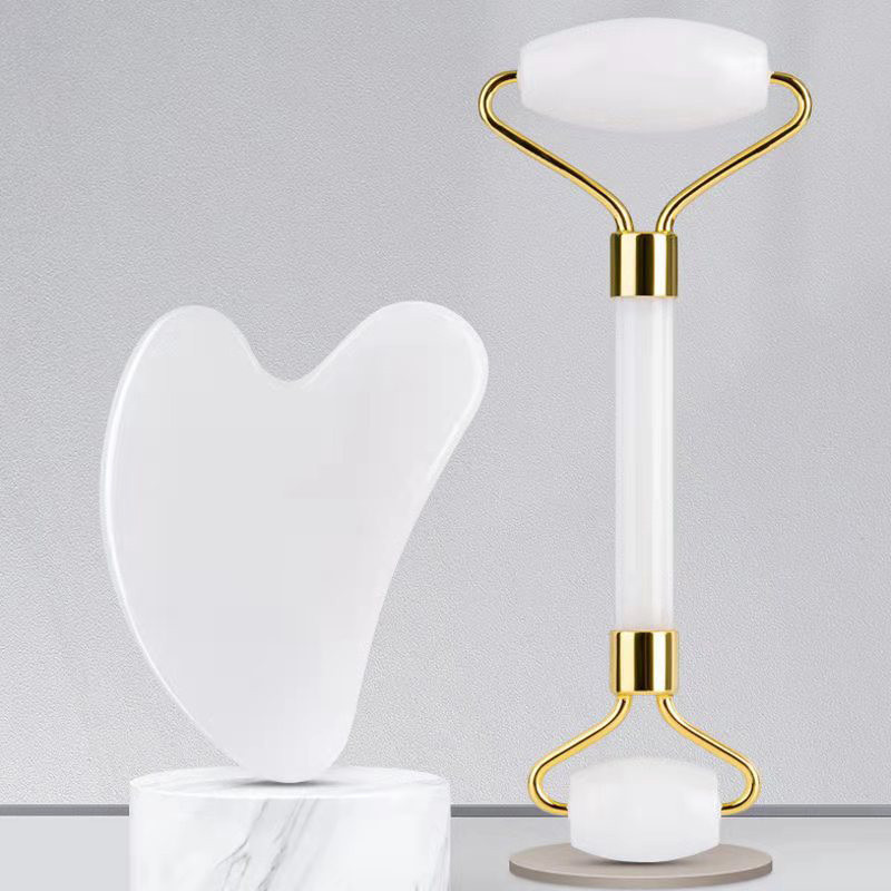 Arcmasszázs Jade Roller Rózsakvarc Természetes Kő Gua Sha Slimmer Lift Ránctalanító Dupla áll eltávolító Szépségápolás Karcsúsító eszközök
