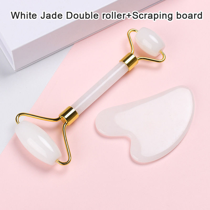 Arcmasszázs Jade Roller Rózsakvarc Természetes Kő Gua Sha Slimmer Lift Ránctalanító Dupla áll eltávolító Szépségápolás Karcsúsító eszközök