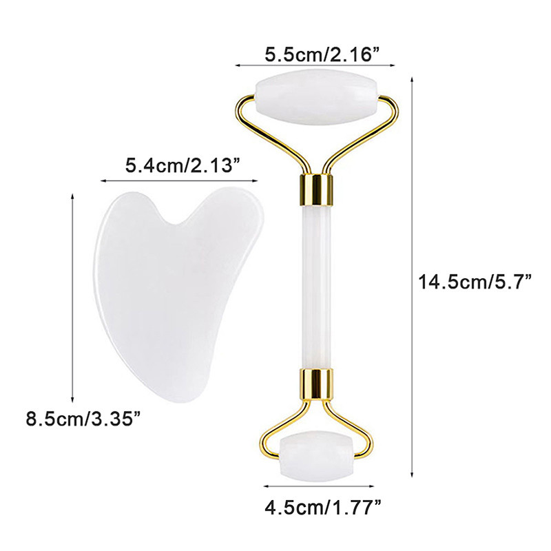 Arcmasszázs Jade Roller Rózsakvarc Természetes Kő Gua Sha Slimmer Lift Ránctalanító Dupla áll eltávolító Szépségápolás Karcsúsító eszközök