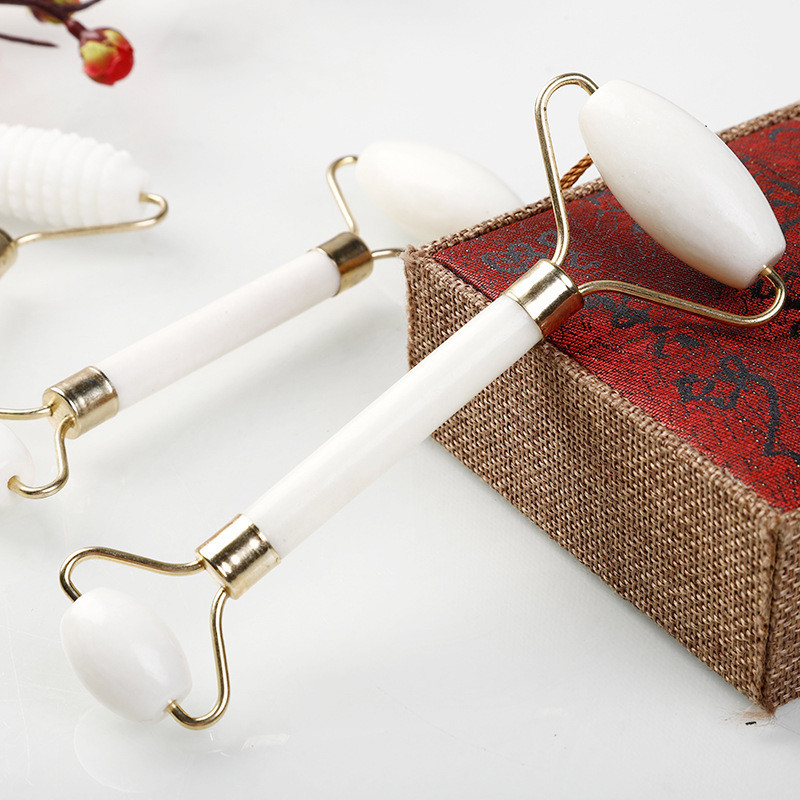 Novi bijeli žad Kamen za masažu Prirodni kvarcni strugač Valjak od žada Gua sha set Bijeli alat za masažu lica za podizanje lica za leđa