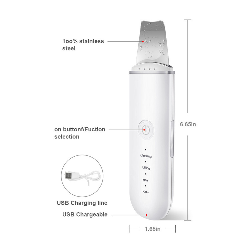Ultrahangos bőrradír peeling arc mitesszer eltávolító arc lifting hámlasztó tisztító mély arctisztító arcmasszírozó