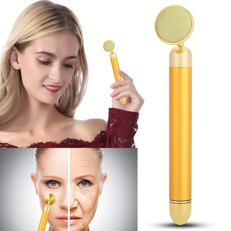 24k Beauty Bar elektronikus arcápoló Jade görgős vibráló masszírozó arc lifting öregedésgátló arcokhoz bőrfeszesítő ápológép