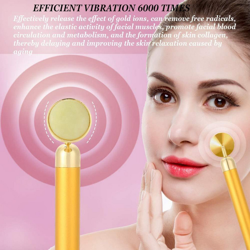 24k Beauty Bar elektronikus arcápoló Jade görgős vibráló masszírozó arc lifting öregedésgátló arcokhoz bőrfeszesítő ápológép