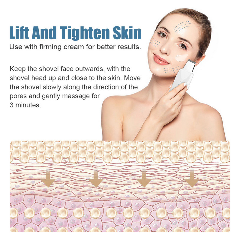 Ultrahangos arcbőrradír peeling ultrahangos szépségápoló készülék arc akne mitesszer eltávolító bőrradír arctisztító eszköz