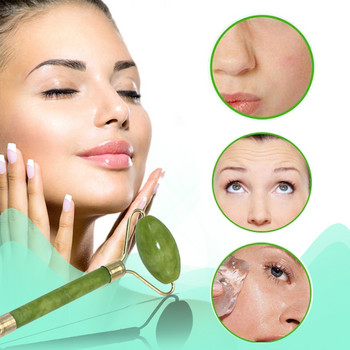 Двойна глава Face Lift Massage Jade Roller Face Body Neck Massager Natural Jade Stone Face Lift Anti Wrinkle Beauty Device Tool Tool