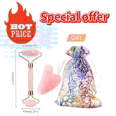 Masažni valjak od prirodnog žada Prirodni ružičasti ručno rađeni Gua Sha kamen Uređaj za uljepšavanje lica Alat za njegu kože lica Odijelo Valjak od žada