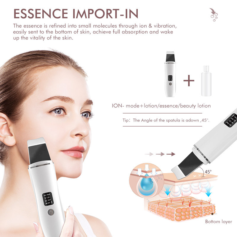 EMS ultrahangos bőrradír arc spatula mitesszer eltávolító mély arctisztító lift gépi peeling lapátos pórustisztító