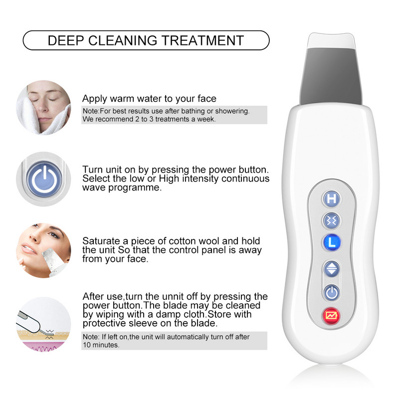 Ultrahangos bőrradír mély arctisztító ion akne mitesszer eltávolító peeling lapát tisztító arcmasszírozó arc lifting gép