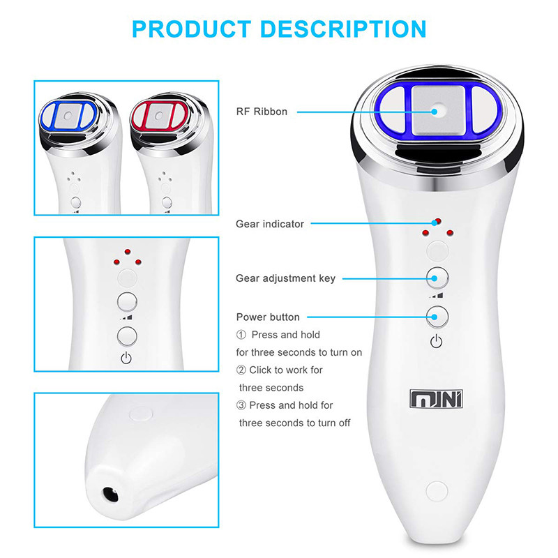 Ultrahangos Mini HIFU RF emelőgép Heat Up Beauty Device hordozható arcmasszírozó arcra szem nyak test bőrápoló termék