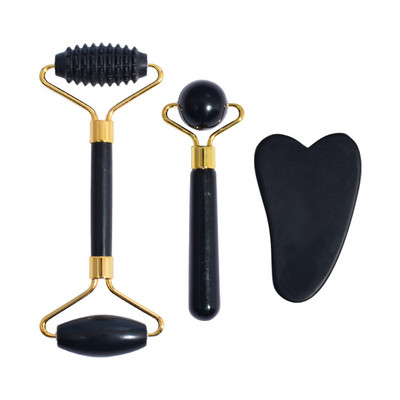 3db Arcmasszírozó görgős masszírozó Natural Jade masszázs görgős spatula készlet Arcápoló görgős arcápoló Jade görgős masszázs