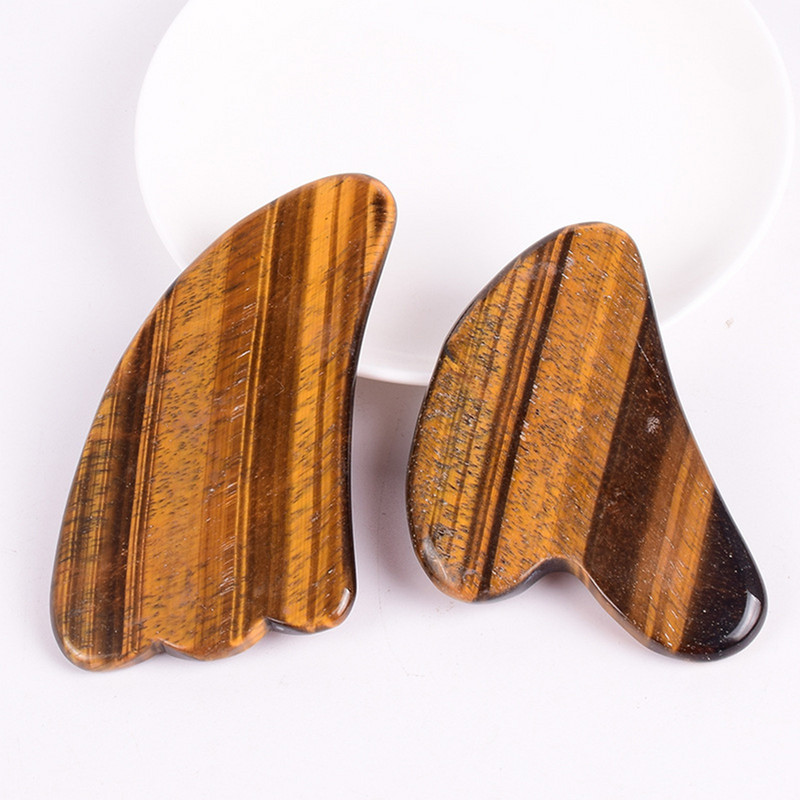 Natural Gua Sha Board bőrápoló masszírozó arc szépségéhez Jade görgős gouache kaparó Tigereye Stone Guasha cellulit masszázs