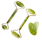 Veido masažo Jade volelis Gua Sha grandiklių rinkinys Natūralaus akmens guašo grandiklis Veido volelis Guasha masažuoklis Grožio įrankiai