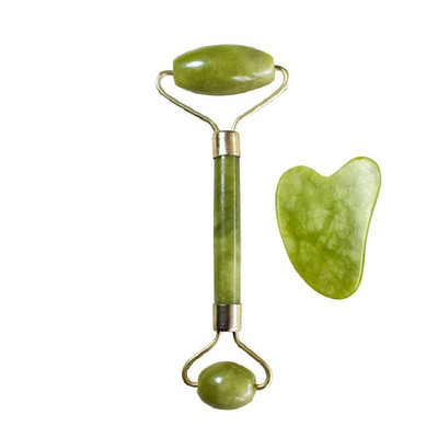 Veido masažo Jade volelis Gua Sha grandiklių rinkinys Natūralaus akmens guašo grandiklis Veido volelis Guasha masažuoklis Grožio įrankiai