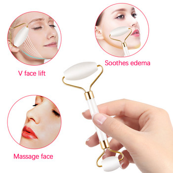 1 τμχ Λευκό Jade Roller Massager For Face Lift Up Φυσική Πέτρα Facial Stone Roller Facial Slimming Chin Skin Care Beauty Tool