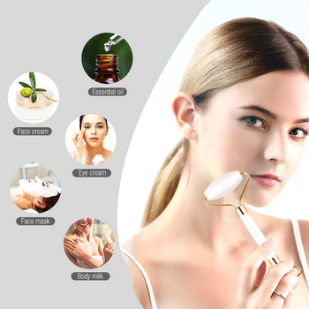 1 τμχ Λευκό Jade Roller Massager For Face Lift Up Φυσική Πέτρα Facial Stone Roller Facial Slimming Chin Skin Care Beauty Tool