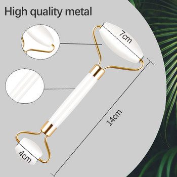 1 бр. Ролков масажор от бял нефрит за повдигане на лицето Масажор за лице от естествен камък Ролков валяк за отслабване на лицето Грижа за кожата на брадичката Инструмент за красота