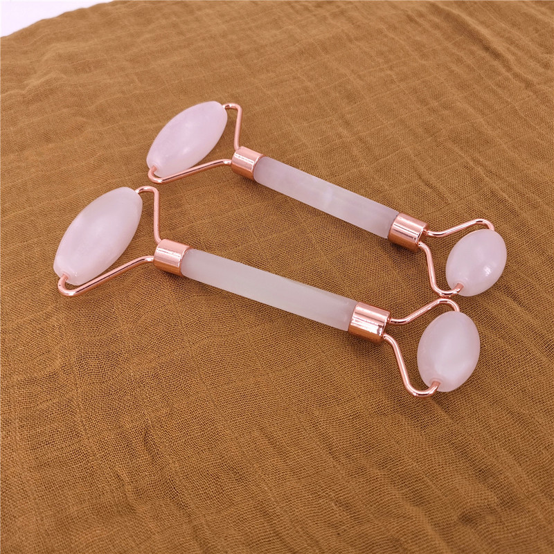 Green Pink Jade Roller Masager For Veido Natūralus akmuo Lieknėja Lift Masažas Veido Priemonės Smakro Kaklo Grožio Odos Priežiūros Įrankiai