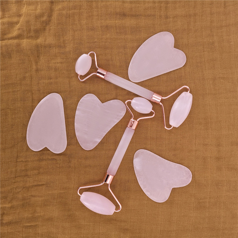 Green Pink Jade Roller Masager For Veido Natūralus akmuo Lieknėja Lift Masažas Veido Priemonės Smakro Kaklo Grožio Odos Priežiūros Įrankiai