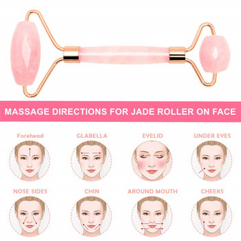 Rose Quartz Jade Roller Face Slimming Massager Face Lifting Φυσική πέτρα νεφρίτη Facial Gua Sha Roller Skin Beauty Set Box