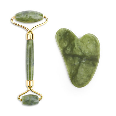 Natural Face Roller Gua Sha Set Rózsakvarc Jade Hengermasszírozó Stone Beauty Health Bőrápolás Masszázseszköz Masszírozó arcra