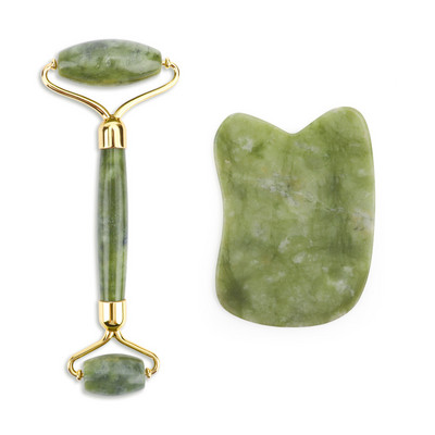 Natural Face Roller Gua Sha Set Rózsakvarc Jade Hengermasszírozó Stone Beauty Health Bőrápolás Masszázseszköz Masszírozó arcra