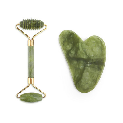 Natural Face Roller Gua Sha Set Rózsakvarc Jade Hengermasszírozó Stone Beauty Health Bőrápolás Masszázseszköz Masszírozó arcra