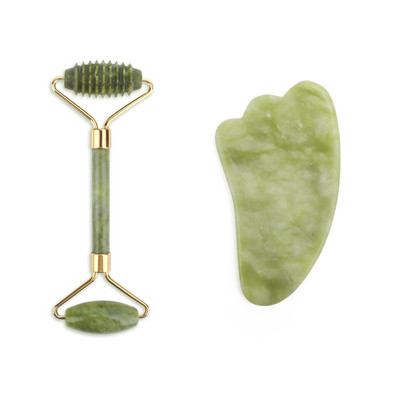 Natural Face Roller Gua Sha Set Rózsakvarc Jade Hengermasszírozó Stone Beauty Health Bőrápolás Masszázseszköz Masszírozó arcra