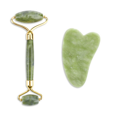 Natural Face Roller Gua Sha Set Rózsakvarc Jade Hengermasszírozó Stone Beauty Health Bőrápolás Masszázseszköz Masszírozó arcra