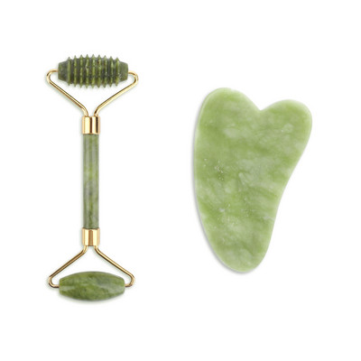 Natural Face Roller Gua Sha Set Rózsakvarc Jade Hengermasszírozó Stone Beauty Health Bőrápolás Masszázseszköz Masszírozó arcra