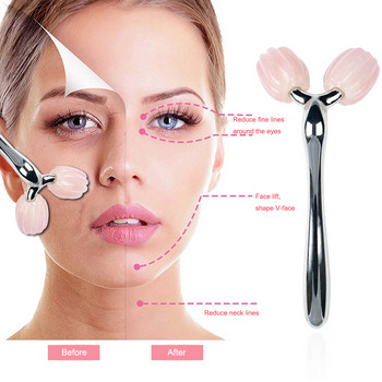 3D Roller Massager Facial Massage 360 Rotate Natural Stone Rose Quartz Roller Face Lift Εργαλεία περιποίησης δέρματος Skin Tightening