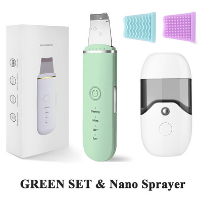 Ultrasonic Skin Scrubber Facial Cleaner Ion Acne Remover Blackhead Peeling Shovel Cleaner Facial Massager Face Lift Machine