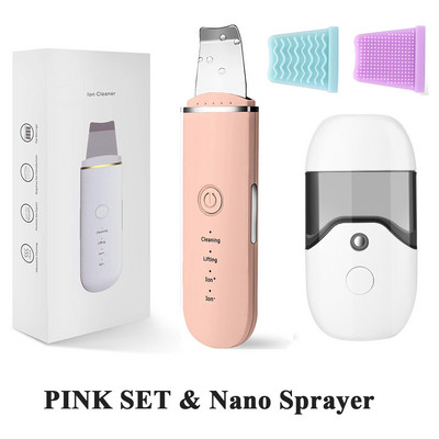 Ultrasonic Skin Scrubber Facial Cleaner Ion Acne Remover Blackhead Peeling Shovel Cleaner Facial Massager Face Lift Machine