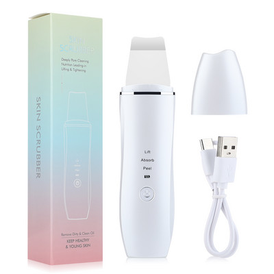 Scrubber cu ultrasunete pentru piele, spatulă cu vibrații, pentru îndepărtarea punctelor negre, lopată, curățare, cavitație, peeling, lifting facial, îngrijire a pielii