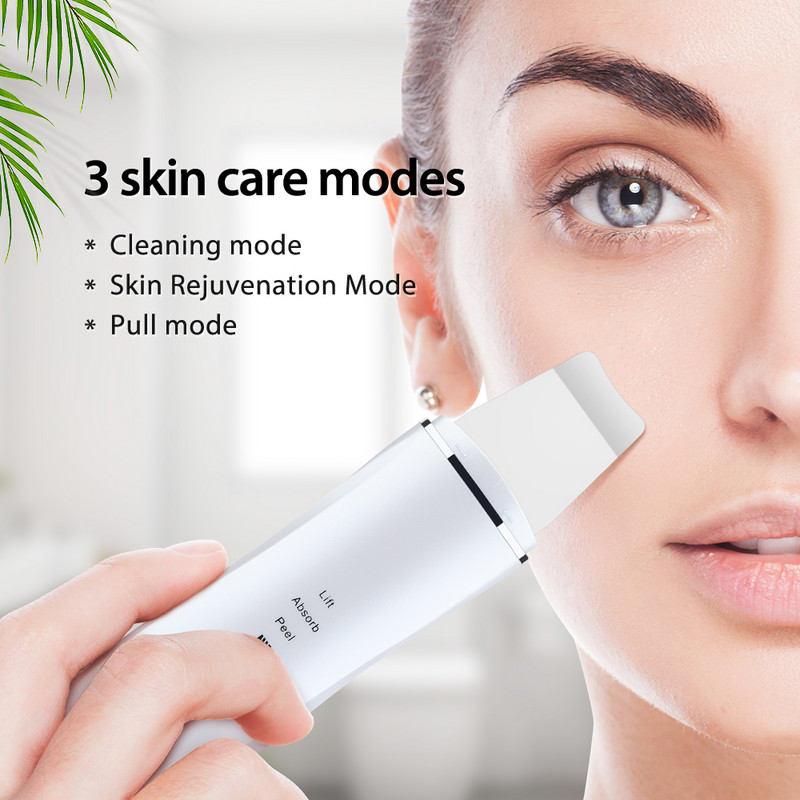 Új ultrahangos bőrradír Vibrációs arc spatula mitesszer eltávolító lapát Clean Cavitation Peeling Facial Lifting bőrápoló
