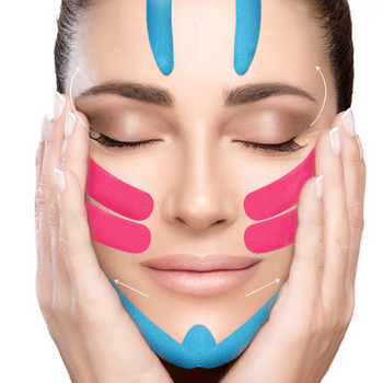 2.5CM*5M Кинезиологична лента за лице, V-линия, шия, очи, повдигаща лента за премахване на бръчки Стикер Лента Инструмент за грижа за кожата на лицето Bandagem Elastica