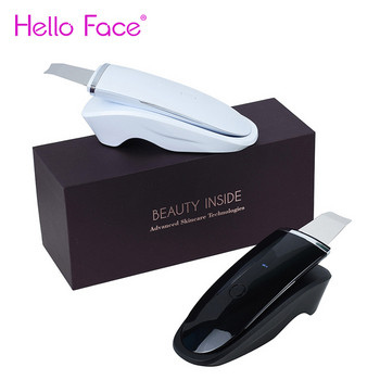 Hello Face Scrubber Cleaning Aqua Peeling Machine Ултразвукова лопата за лице Acne Blackhead Remover Spatula Lifting Base Charge