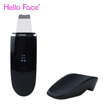 Hello Face Scrubber Cleaning Aqua Peeling Machine Ултразвукова лопата за лице Acne Blackhead Remover Spatula Lifting Base Charge