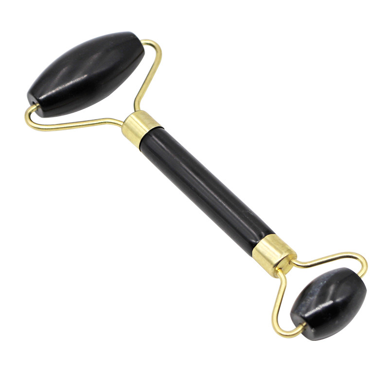 Black Jade Roller Arcmasszázs Görgő Duplafejes Szem Arcmasszírozó Természetes Szépségeszköz Kő tű Relaxáció Nyak Vékony Emelés