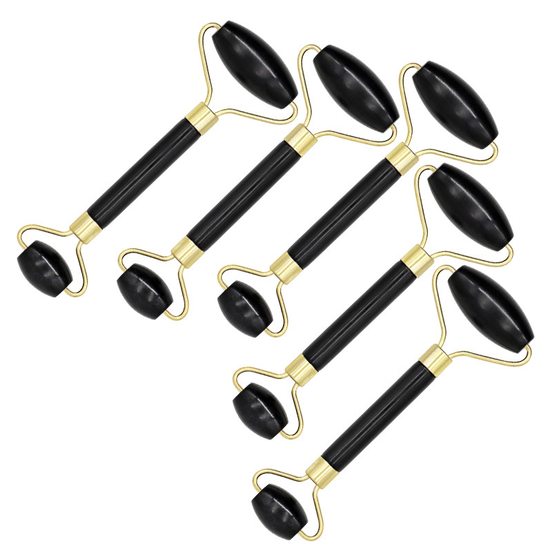 Black Jade Roller Arcmasszázs Görgő Duplafejes Szem Arcmasszírozó Természetes Szépségeszköz Kő tű Relaxáció Nyak Vékony Emelés