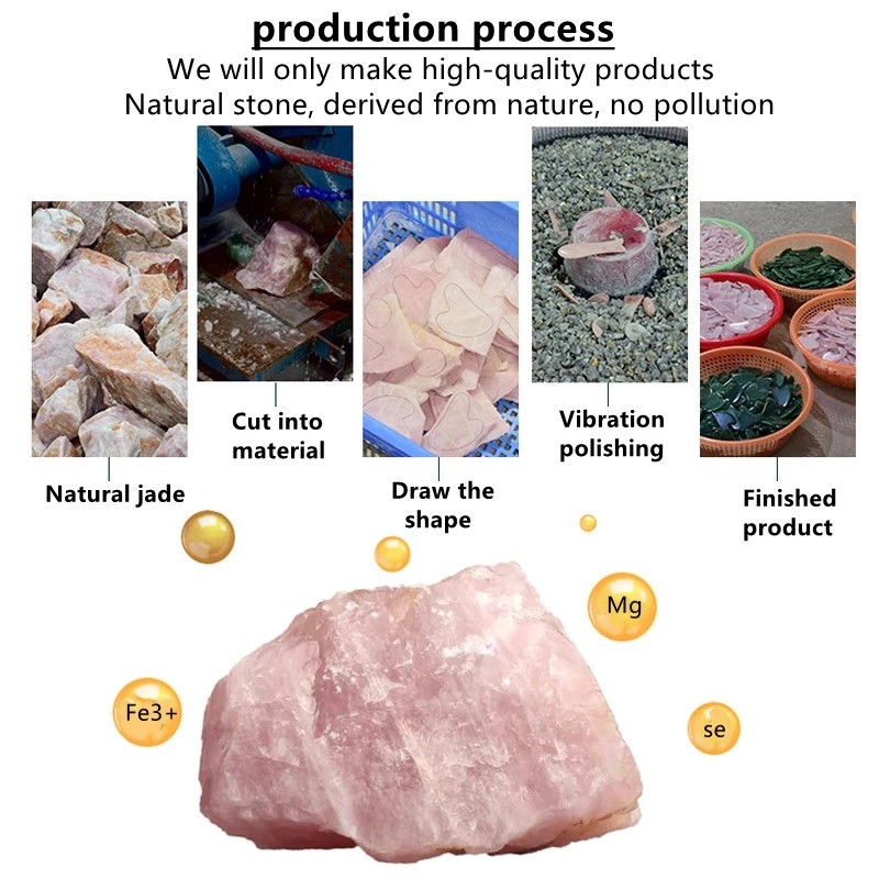Natural Rose Jade görgős arcmasszírozó Natural White Jade Gua Sha kaparó henger Jade kaparó maszk ecset három részes készlet