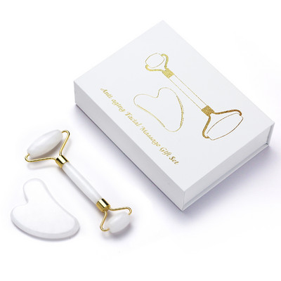 Najprodavaniji Privatna robna marka Visokokvalitetni Guasha 100% prirodni kvarcni ružičasti zlatni masažer od žada Roller za lice protiv starenja Roll za lice