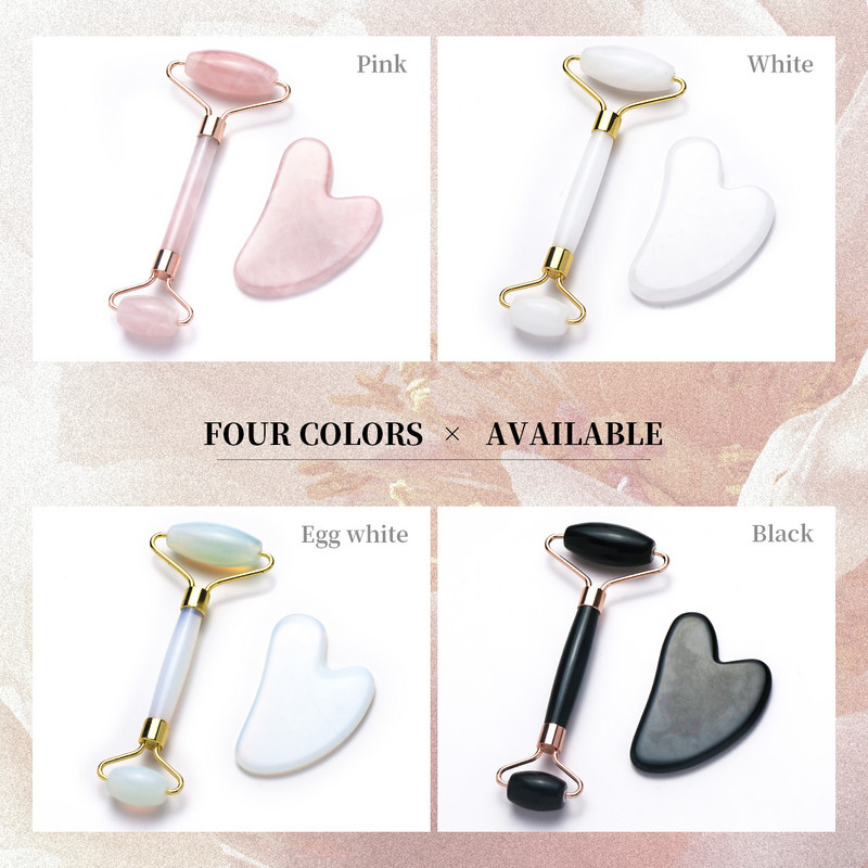 Najprodavaniji Privatna robna marka Visokokvalitetni Guasha 100% prirodni kvarcni ružičasti zlatni masažer od žada Roller za lice protiv starenja Roll za lice