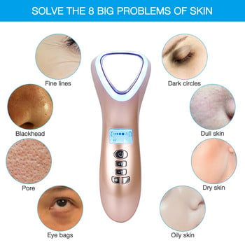 Κρυοθεραπεία Υπερήχων Ζεστό κρύο σφυρί LED Photon Vibration Massager Facial Lifting Tightening Shrink Ultrasound Pore Skin Tool