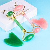 Gua Sha Jade görgős készlet masszírozó arcra test szépség bőrápolás Gouache kaparó Guasha bőrápoló arc lift cellulit masszázs eszköz