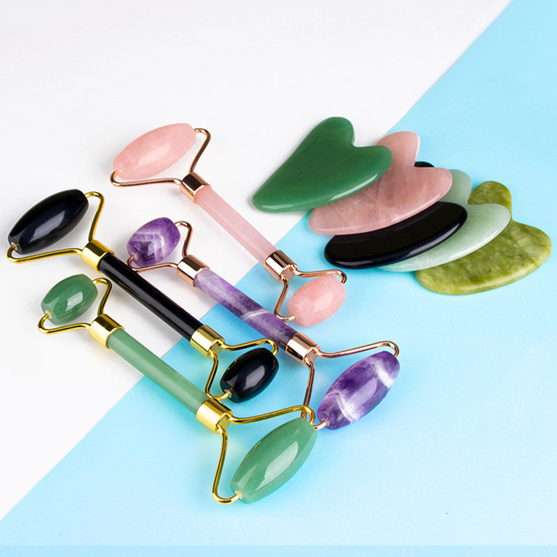 Gua Sha Jade görgős készlet masszírozó arcra test szépség bőrápolás Gouache kaparó Guasha bőrápoló arc lift cellulit masszázs eszköz