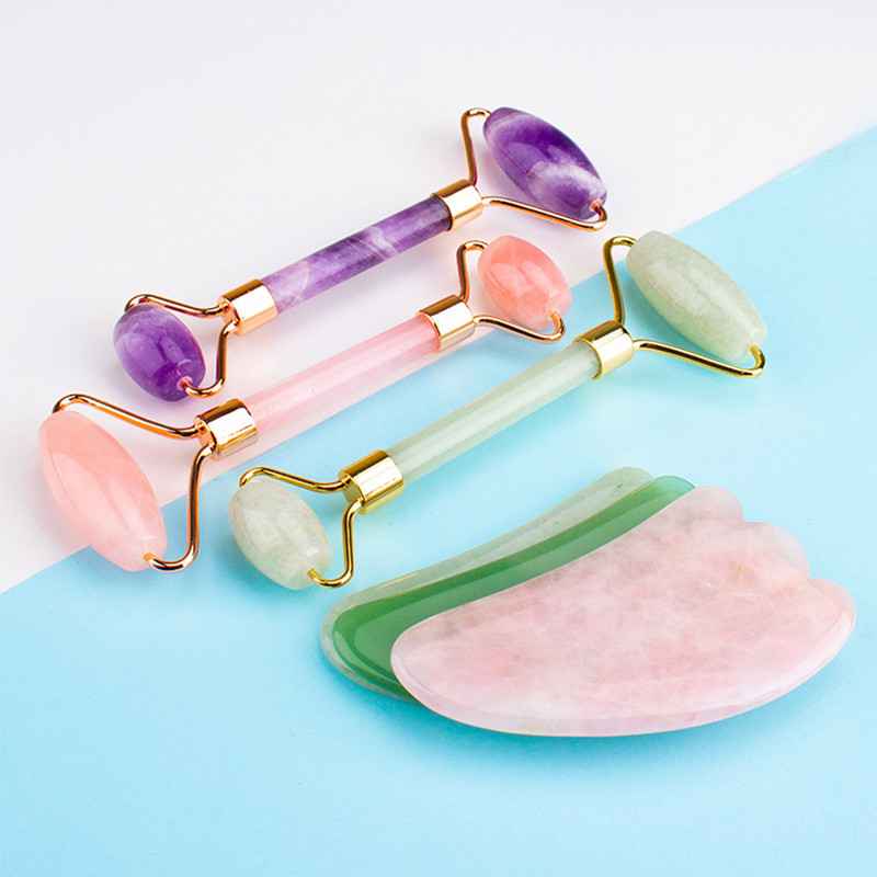 Gua Sha Jade görgős készlet masszírozó arcra test szépség bőrápolás Gouache kaparó Guasha bőrápoló arc lift cellulit masszázs eszköz