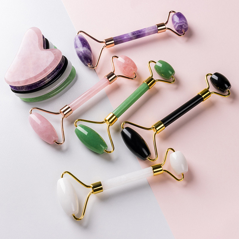Gua Sha Jade görgős készlet masszírozó arcra test szépség bőrápolás Gouache kaparó Guasha bőrápoló arc lift cellulit masszázs eszköz
